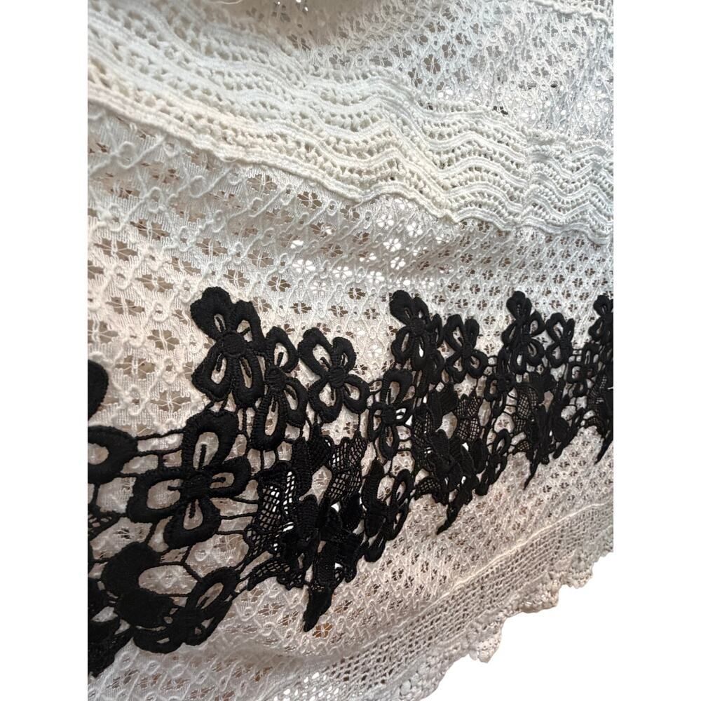 By Anthropologie Whimsigoth Boho Tiered Maxi Dress Contrast Crochet Lace SZ L - Picture 3 of 16